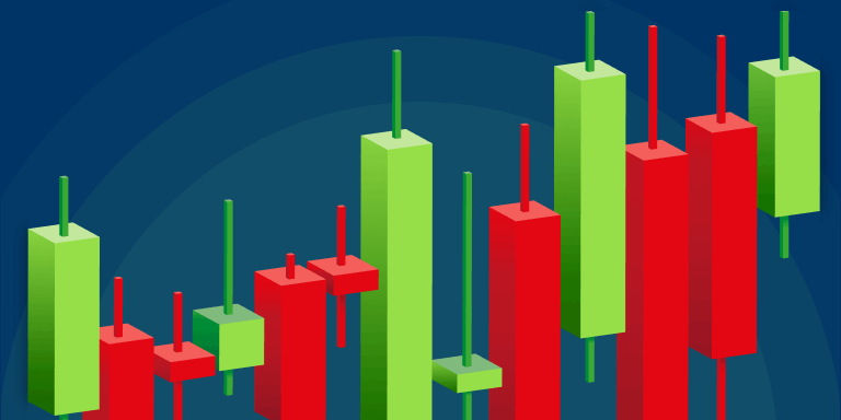 A green and red stock chart.